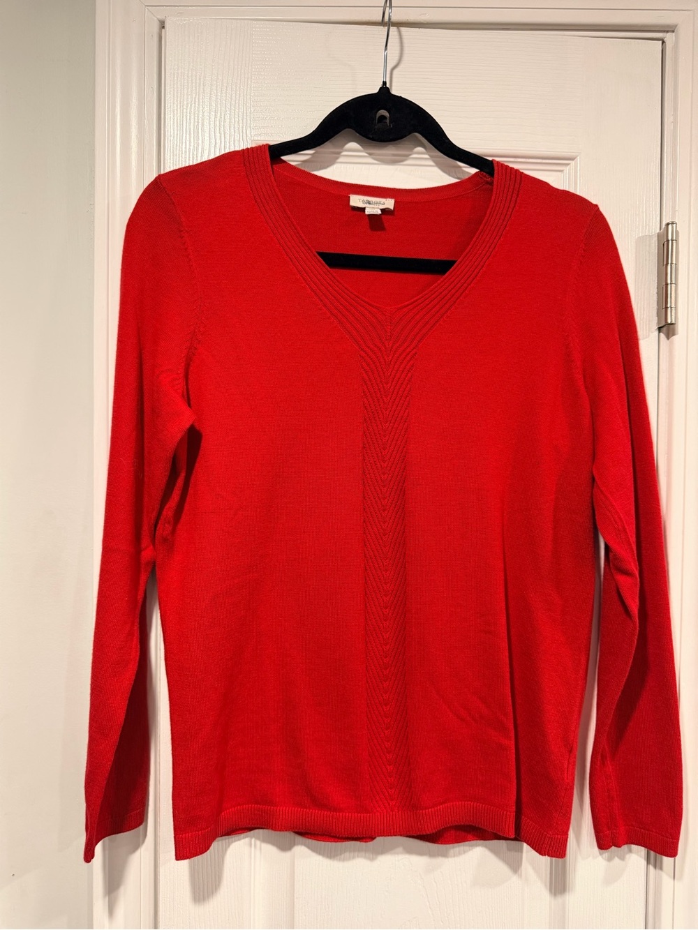 NWOT Talbots Size SP Red V-Neck 100% Cotton Sweater Long Sleeve Knit Pullover